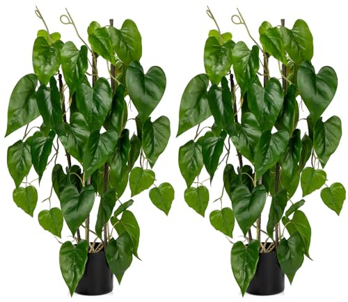 2pcs Fake Plants 76cm Artificial Plants Indoor in Black Pots Decorative Faux Pothos Plants Potted Large Floor Plant Tree Artificial Devil's Ivy Vine Plant for Office Home Bathroom Outdoor Decor