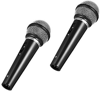 2Pcs Kids Pretend Play Microphone Toys - Black Plastic Fake Microphone Props for Stage Performance, Interview Practice, and Classroom Activities