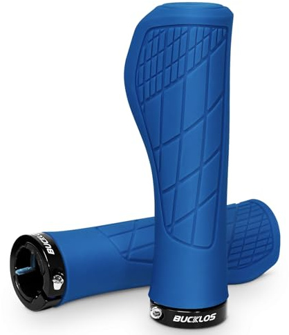 BUCKLOS Single Lock-on Bike Handlebar Grips - Mountain Bike MTB Ergonomic Anti-Slip Handle Grip - Bicycle Comfort Locking Handle Bar for BMX/Cruiser Bike/Scooter (7/8 Black)