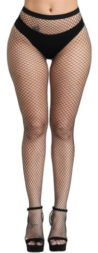 VISGASUR Women's Fishnet Stockings Lingerie Tights Bodysuit | Sexy Fishnet Stockings for Women black-Small-Grid