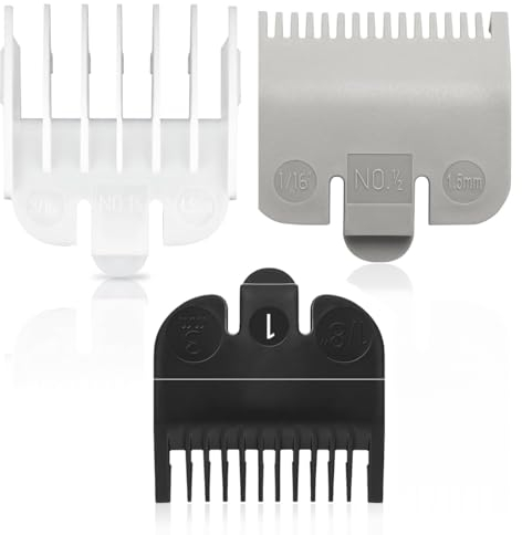 AFCJLTO Juego de Peines-Guía para Wahl Cortapelos, Barberos y Afeitadoras Corporales - Incluye 3 longitudes de corte (1,5 mm, 3 mm y 4,5 mm) - Kit de recortador barba (3 piezas)