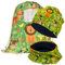 HECKBO Kinder Turnbeutel inkl. Sichtfenster - Dschungel - Sportkleidung Trinkflasche- Kindergarten, Schule, Stoffbeutel Kita (Turnbeutel + Beanie Loop Set (Jersey innen))