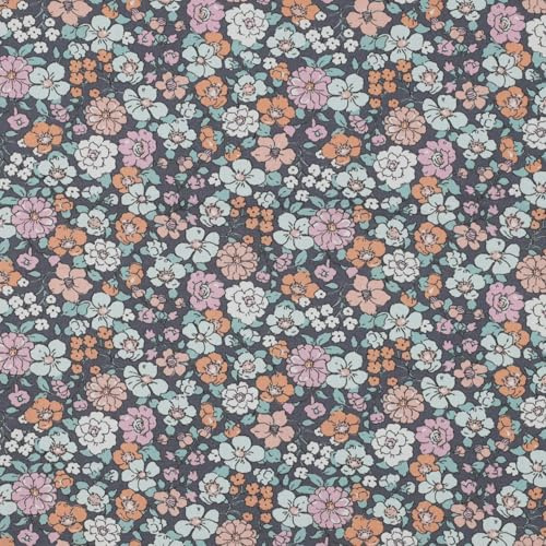 VmG-Store 1 m bomullstyg för sömnad, 100 % bomull, sömtyg, ingen metervara, barntyg (Flower Power Bc022)