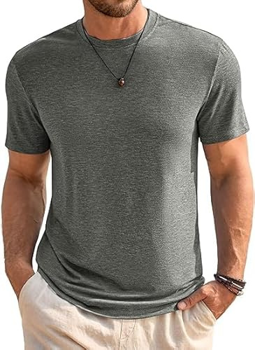Runcati Camiseta para Hombre de Cuello Redondo, Manga Corta, Verano, Corte Regular, Deporte, Fitness, Camiseta Funcional, Monocolor, básica, Camiseta de Negocios