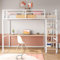 Ball & Cast Metall-Hochbett, 90 * 200 cm, Sicherheitsleiter mit Treppenstufen, Einzelbett, Kinderbett mit Tisch und Regalen, Metallgitter-Sicherheitszaun, Weiß