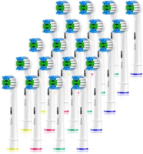 Qitizu Testine Spazzolino Compatibile con Oral b Spazzolino Elettrico, Testine di Ricambio per Pro Vitality Smart Genius AdvancePower (20 Bianco, 20 unità (Confezione da 1))