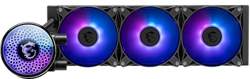 MSI MAG Coreliquid A12 360 - AIO ARGB CPU Liquid Cooler - 360 mm Radiatore - LGA 1700 Ready - Doppio cuscinetto a sfera 120 mm Ventole ARGB PWM x3, Blockhead girevole, LGA 1700/1851, AM5 / AM4, nero