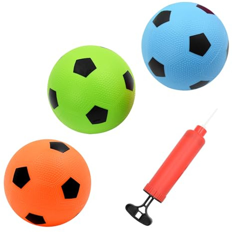 Hyacinthy Confezione da 3 mini calcio, 15 cm, piccolo calcio con pompa, palloni gonfiabili a 3 colori, per bambini, estivi, spiaggia, da giardino, per adulti, bambini, giochi di allenamento