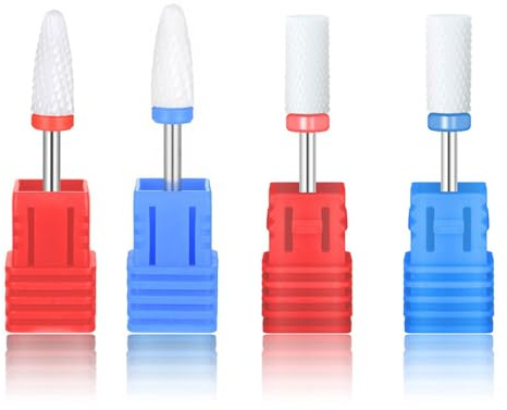 4 Pezzi Punte Fresa Unghie In Ceramica Per Manicure Pedicure Professionale, Set di punta levigatrice unghie, Punta Fresa Rimozione Gel, Fresa Per Cuticole E Unghie Naturali O Ricostruite