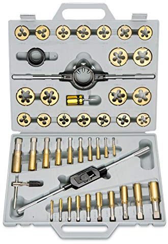 NEIKO 00916A Gewindeschneider-Set, Profi-Qualität, großer Durchmesser, Titan, SAE, Hochwertiger Gewindereparatursatz, 45-teilig