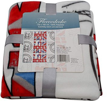 Fleece Decke 130 x 160 cm LONDON Wohndecke Kuscheldecke Sofa