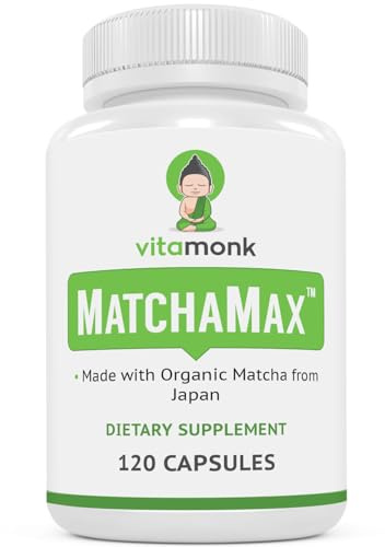 MATCHAMAX™ Organic Japanese Matcha Capsules - Pure Organic Matcha Green Tea Pills for Smooth Zen-Like Energy and Natural Mood Boost - Vegan Matcha Supplement Packed with Antioxidants - 120ct