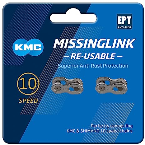 Missing Link von KMC, Kettenverschlussglied, 10R EPT, 2 Stück, wiederverwendbar, silber