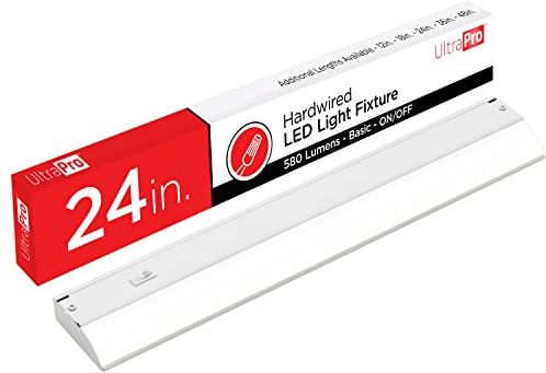 UltraPro 24 inch Hardwired Under Cabinet Lights, On/Off Only, 2700K Warm White, Under Cabinet Lighting, Under Counter Lights for Kitchen 44112