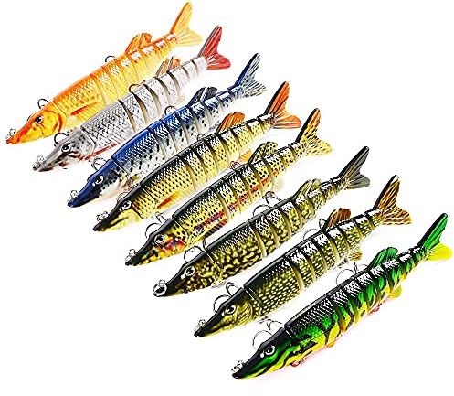 CHSEEO 1PC Multi-jointed Fishing Lure Hard Bait Fishing Hooks Multi-segments Swimbaits Artificial Lures for Bass Walleye Yellow Perch Pike Roach Trout Muskie (Random Colour) #2