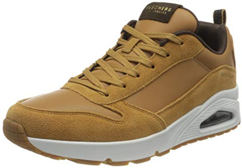 Skechers Herren Uno Stacre Sneakers, Whiskey Leather Pu Trim, 45 EU