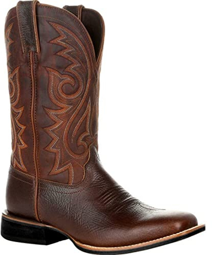 SWZEC Bottes de Cowboy Homme à Enfiler avec Bout Pointu Broderie Vintage Mode Classiques Western Bottes Longues Tailles 38-48 (46,Marron)