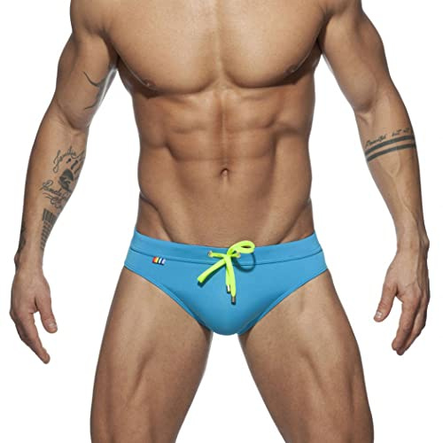 RQPYQF Costume da Bagno Uomo, Costume Slip Nuoto Mare e Piscina Uomo Swimming Brief Coulisse Regolabile YK06 (Cielo Blu, L)