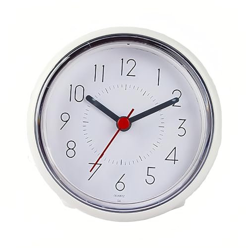 Lancoon Horloge de Douche Imperméable, Résistante à L'humidité et au Brouillard, Décoration Murale Silencieuse, Suspendue avec 3 Ventouses et 2 Pieds, Alimentée par Batterie pour la Salle de Bain