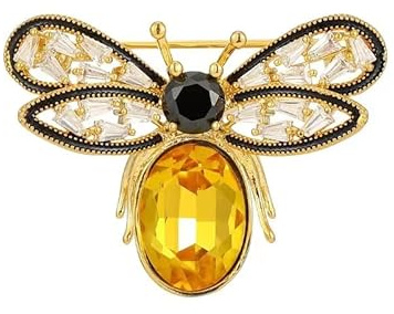 GIMIRO Abeille Jaune Broche Imitation Diamant Strass pour Manteau, Blazer, Robe, Mariage, Fête, Accessoires de Mode, Métal