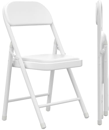 PIPIPOXER Lot de 2 chaises Pliantes en PU, Chaise de Bureau Pliante Peu encombrante pour la Maison au Bureau, Chaise d'invité rembourrée pouvant, Blanc