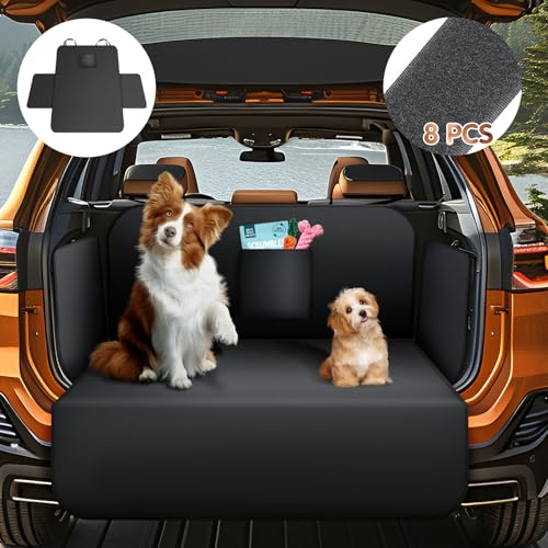 AiQInu Protection Coffre Voiture Chien Universelle avec Protection Latérale, Imperméable, Antidérapante, Résistante aux Rayures, pour Voiture, Camion, SUV - 184 * 105cm, Noir