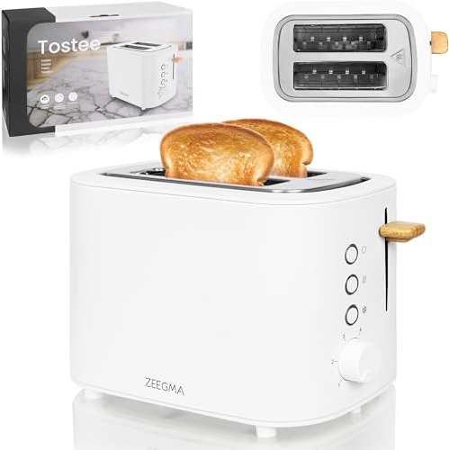 ZEEGMA TOSTEE 2-Scheiben-Toaster, Leistung 820 W, Auftau-, Aufwärm- und Stoppmodus, Krümelfach, Zeitsteuerung, Edelstahlgehäuse, Toaster