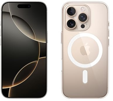 Apple iPhone 16 Pro 1 TB - Titan Wüstensand + Clear Case mit MagSafe