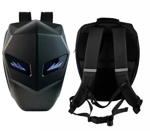 Motorcykelryggsäck, Vattentät Hardshell LED Motorcykelryggsäck med Programmerbar Skärm, Hjälmväska med Stor Kapacitet Laptopryggsäck, Hjälmryggsäck för Män, Reseryggsäck