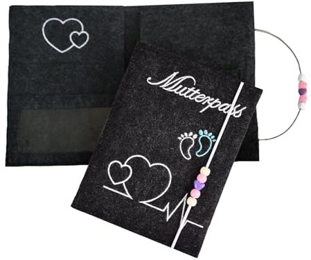 Mutterpasshülle Aus Filz Mit Fächern Zur Aufbewahrung Mutterpass Schutzhülle Schwangere Aufbewahrung Für Versichertenkarte Ultraschallbild Impfpass Dunkelgrau 28 x 20 cm