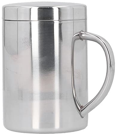 Tasse de café à double couches en acier inoxydable avec tasse de poignée pour enfants avec isolation à la chaleur du couvercle et tasse anti-montée