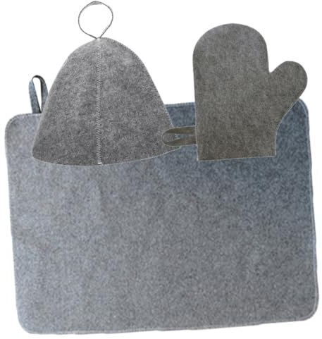 MUSISALY Sauna Hat Gloves Mat Set for Women Reusable Breathable Felt Hat Protective Cap and Mitten for Sauna Use