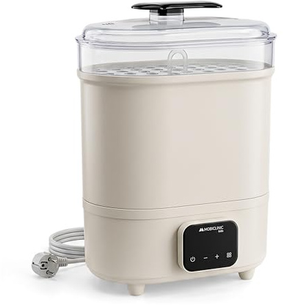 Mobiclinic®, Esterilizador de Biberones, 4 en 1, Hasta 6 Biberones, Seca, Mantiene la Temperatura, Modo Automático, Chupetes y Sacaleches, Pantalla LCD, Compacto, Mobibi