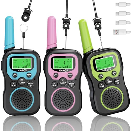 BUKEWIT Walkie Talkies for Kids 3 Pack,3 Miles walkie talkies long range kids rechargeable,8 Channels kids walkie talkies with VOX Function&LED Flashligh,3-12 Years Old Boys Girls Xmas Birthday