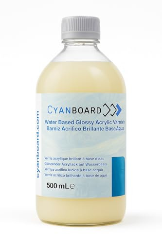 Cyanboard, Vernice acrilica lucida 500 ml a base d'acqua. Per pittura e moltepliInterno - esterno, trasparente, ultra resistente. Protezione di vernici, artigianato, ceramica, legno.