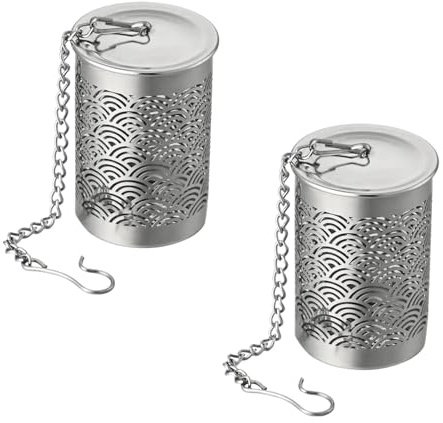 2 Pezzi Infusore Tè Acciaio Inossidabile Perforazione A Ventaglio Catena Filtro The Infusione Facile Da Pulire Compatto Infusore Tisane Per Preparare, Cucinare E Macerare Il Tè