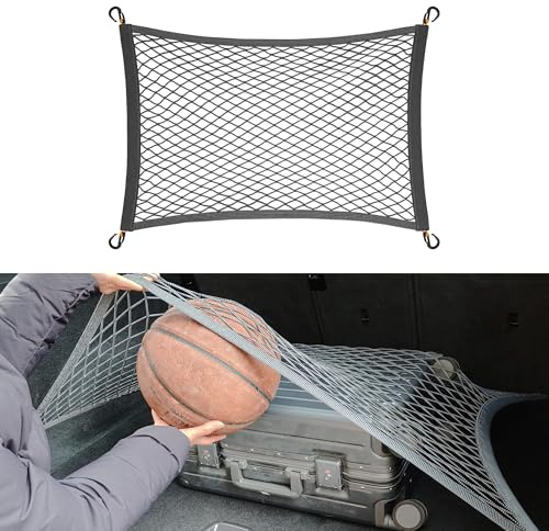 VEHIRIE Elastic Car Boot Net 70x50cm, Luggage Net Cargo Net Organiser with ABS Hooks, Universal Grey Storage Mesh for VW, Honda, Audi, BMW Other Cars, SUVs, Vans