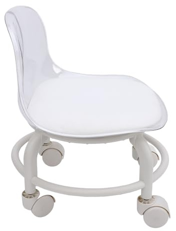 Hamwesh Taburete bajo con Ruedas, Soporte para la Espalda, Silla con Ruedas Pequeña de Acrílico, Mini Rodillo Corto y Silencioso con Universales para Uso Doméstico y Comercial, Reposapiés para (Gris