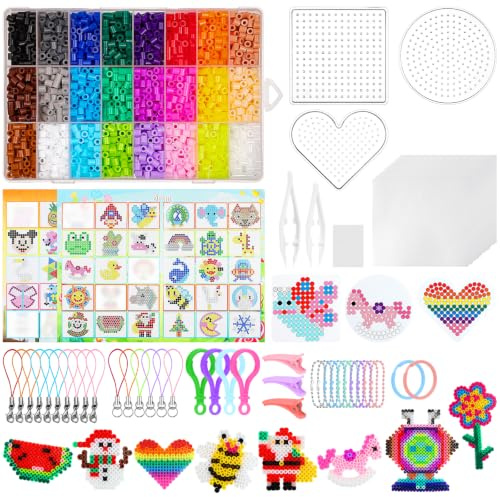AUAUY 4300pcs Fuse Beads Kit, 24 Colors 5mm Iron Beads Set for Decoration