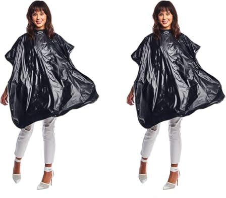 Betty Dain Lustre Shampoo Cape, Waterproof, Stain Resistant Vinyl, Touch-and-close Fastener, Soft Nylon Neckband, Safe For All Salon Processes, 36 inches wide x 54 inches long, Black