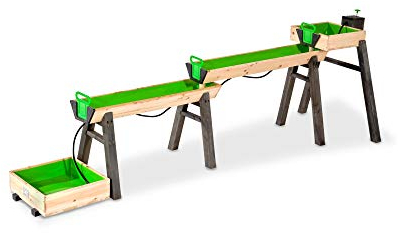 EXIT AquaFlow Wasserbahn Super-Set - Wasser-Spielbahn mit Schleusen - Inklusive Wasserpumpe - Für Kinder - Nachhaltig 100% FSC Zedernholz - 292x93x88cm