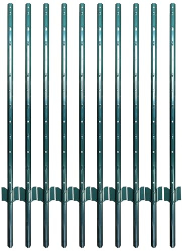 5x PALETTO A T IN FERRO PLASTIFICATO VERDE PALO PER RECINZIONE (200)