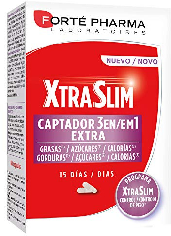 Captador de Grasas para Reforzar la Pérdida de Peso. XTRASLIM CAPTADOR 3 EN 1, 60 Cápsulas - Forté Pharma