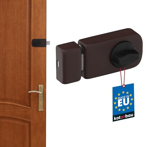 KOTARBAU® Cerrojo de Puerta Adicional 50 mm, Marrón, Cerrojo con pomo Giratorio, Cerrojo de Seguridad, Cerrojo sin Cilindro, Cerradura de sobreponer, Cerradura Adicional Puerta