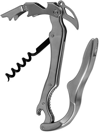 Grunwerg Aperiti Cuchillo de sumiller Drinkware Connoisseur, acero inoxidable, con cortador de láminas y cascanueces, en estuche