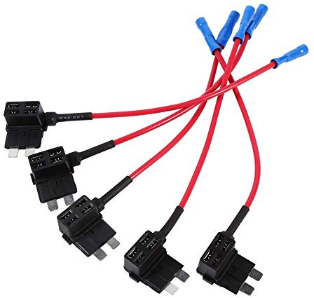 EBTOOLS 5PCS Soporte de cajas de fusibles de cuchillas, 60V 15A Agregar circuito Medio Tap Piggy Back Soporte de caja de fusibles de cuchillas estándar ATO ATC