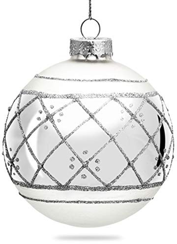 SIKORA Highlights 4er Set ausgefallene Christbaumkugeln besondere Weihnachtskugel Christbaumschmuck aus Glas Silber, Farbe | Modell:Modell Wien Silber, Höhe in cm:8 cm