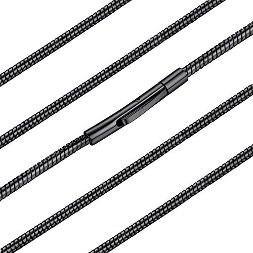 FaithHeart damen herren Schlangenkette schwarz 2mm breit 40cm lang Halskette mit Geschenkebox Halskette ohne anhänger für Weihnachten Geburtstag