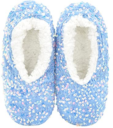 Panda Bros Womens Ballerina Sequin Slippers, Bling House Slippers With Grippers