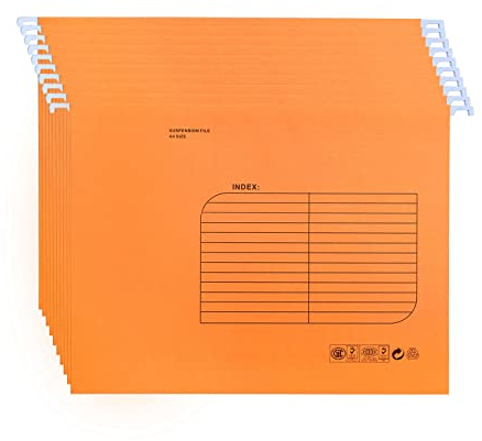 Hängemappen A4,25 Stück Hängemappe mit Tabs und Karteneinsätzen für Schule, Zuhause, Büro(Orange)